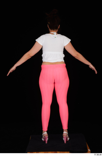  Leticia casual dressed pink leggings standing white sandals white t shirt whole body 0013.jpg